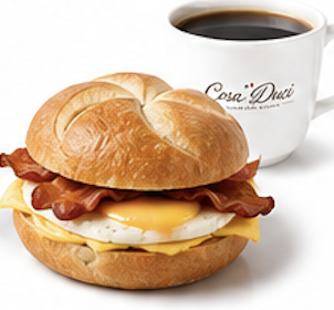 Breakfast sandwiches, bagels and coffee served all day