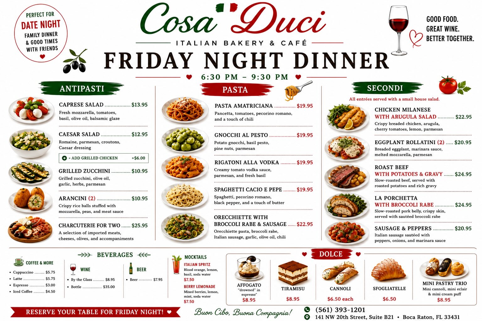 Friday Night Dinner Menu