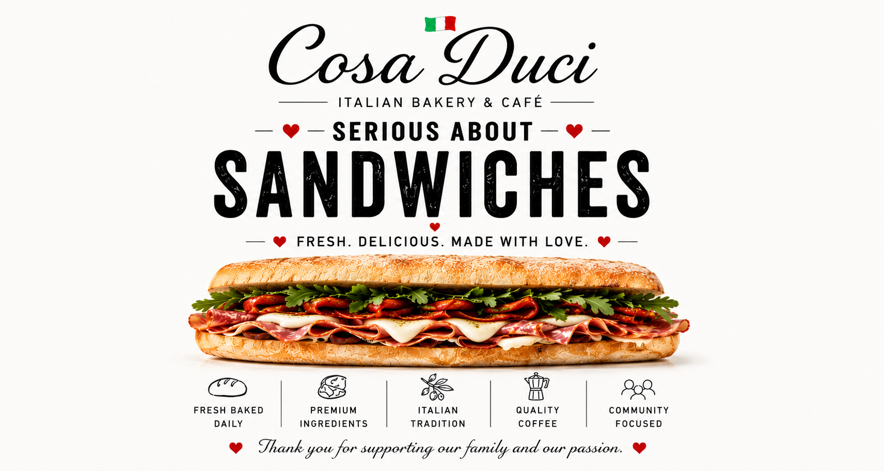 Handcrafted Italian sandwiches at Cosa Duci in Boca Raton